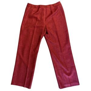 Vintage Le Suit Red Herringbone Tweed Pleated Trousers Women Sz 14
